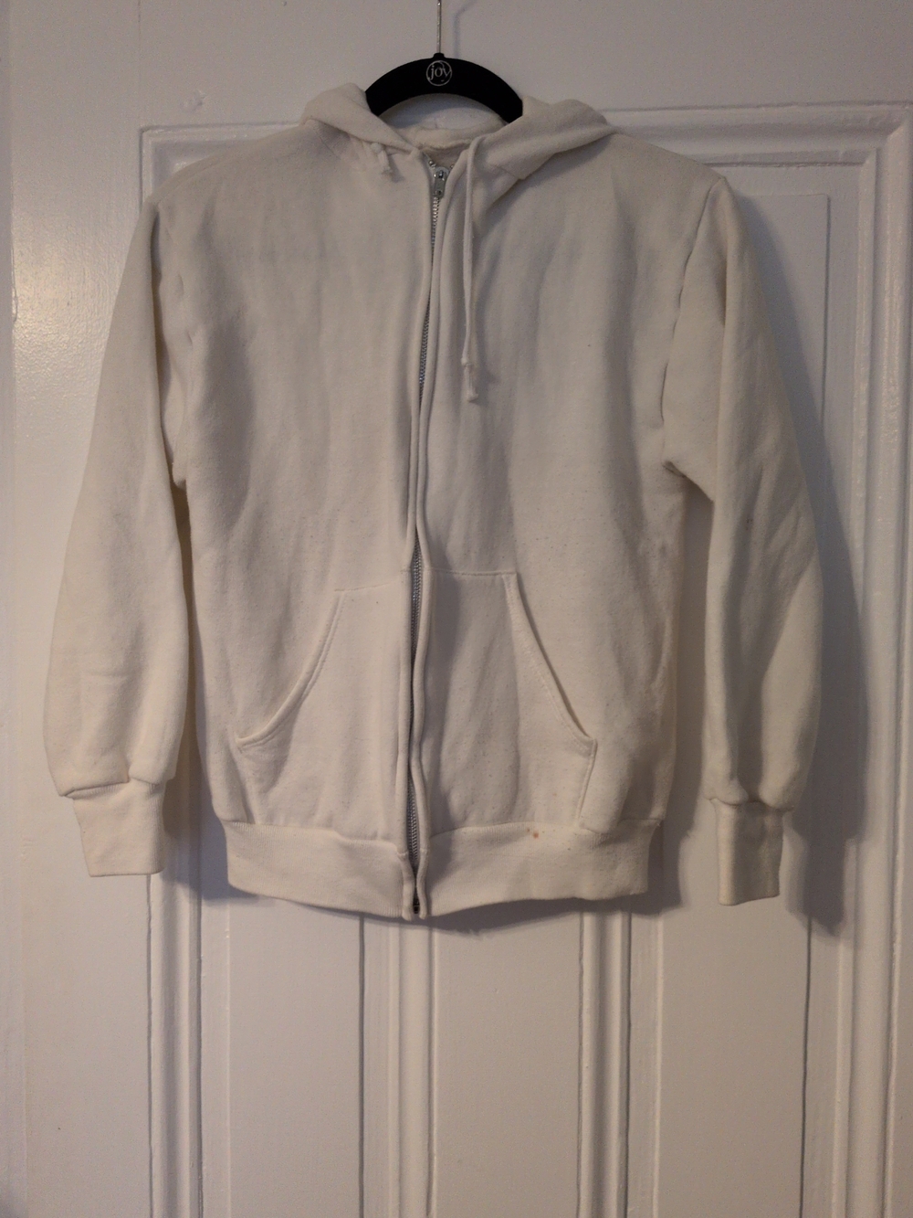 White Russell Zip-Up Hoodie Sweatshirt -